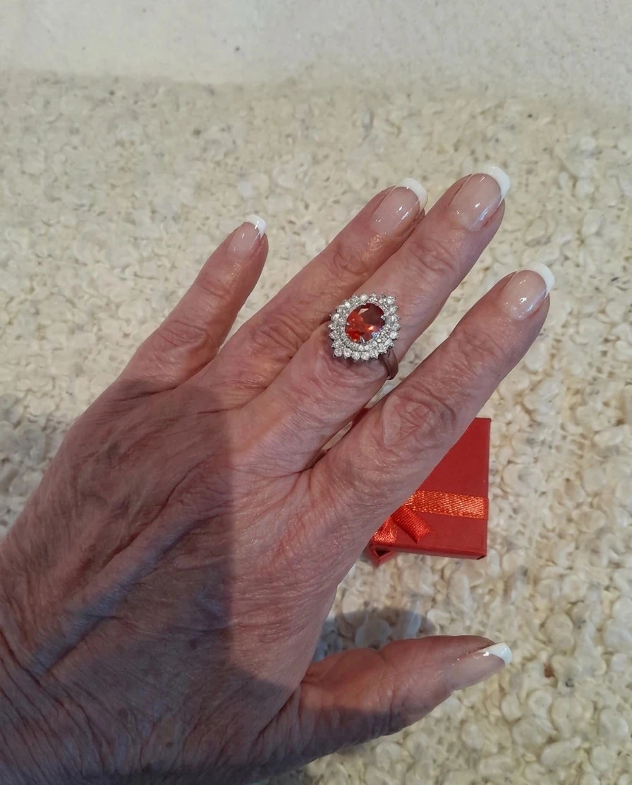 Superbe bague avec strass et pierre Rouge en cristal, taille 60
